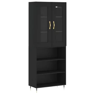 Witrynka, czarna, 69,5x34x180 cm, materiał drewnopochodny Lumarko! - Witryny Witrynka, czarna, 69,5x34x180 cm, materiał drewnopochodny Lumarko! - Witryny - miniaturka - grafika 3