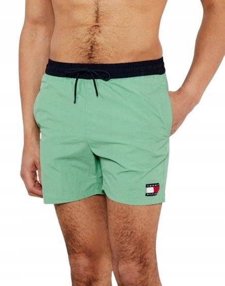 TOMMY HILFIGER SPODENKI KĄPIELOWE MĘSKIE ZIELONE Z KIESZENIAMI L J7A