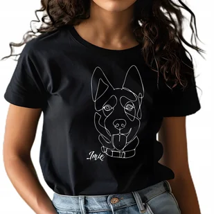 CZARNY TSHIRT DAMSKI Dla Miłośnika Psów WIZERUNEK PUPILA Różne Wzory Rozm L - Koszulki i topy damskie - miniaturka - grafika 1