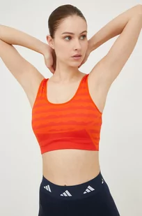 adidas Performance biustonosz sportowy Marimekko kolor pomarańczowy wzorzysty - Bielizna sportowa damska - miniaturka - grafika 1