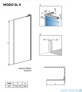 Radaway Modo SL Black II kabina Walk-in 115x200 prawa czarny mat/szkło przejrzyste 10319115-54-01R - Kabiny prysznicowe Radaway Modo SL Black II kabina Walk-in 115x200 prawa czarny mat/szkło przejrzyste 10319115-54-01R - Kabiny prysznicowe - miniaturka - grafika 2