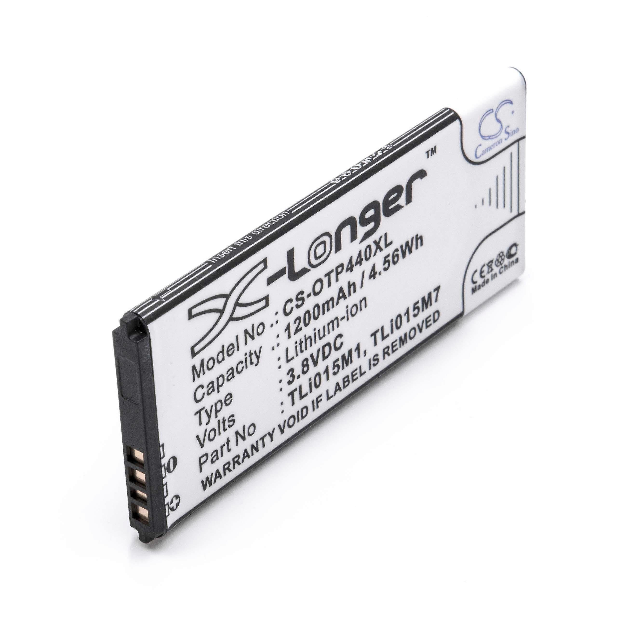 zamiennik baterii vhbw do Alcatel TLi015M7, TLi015M1, TLi015MA do telefonu komórkowego smartfona (1200 mAh, 3,8 V, Li-Ion) bez baterii kolorowej/we...
