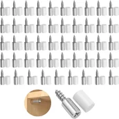 Zawiasy, okucia i inne akcesoria - Wsporniki półek, 50 sztuk, wkręty samogwintujące 7,5 mm z tulejkami antypoślizgowymi, białe, odpowiednie do podtrzymywania półek i szafek. - miniaturka - grafika 1