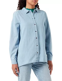 Bluzki damskie - VERO MODA Vmflora Ls Oversized Shirt Ga Noos bluzka damska, jasnoniebieski (light blue denim), M - grafika 1