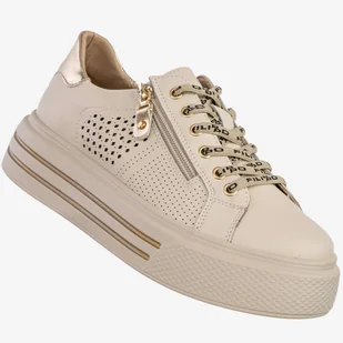 Sneakersy Damskie Skórzane Buty Sportowe Na Platformie Stylowe Beżowe Filippo Beżowy 36 - Sneakersy damskie - miniaturka - grafika 1