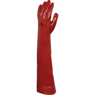 Rękawice robocze - DELTA PLUS PVCC600 RĘKAWICE CHEMICZNE Z PVC BASF NA WKŁADZIE Z BAWEŁNY INTERLOCK, CAŁKOWICIE POWLEKANE, DŁ. 60 CM; CZERWONY - miniaturka - grafika 1