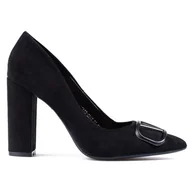 Czółenka - Czółenka damskie Vinceza zamszowe czarne - miniaturka - grafika 1