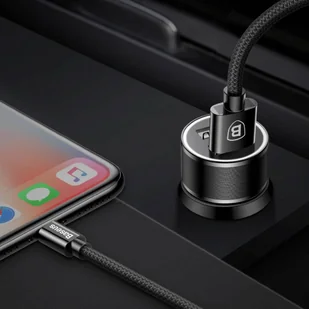 Baseus Baseus Small Screw - Ładowarka samochodowa 2 x USB, 3.4 A + kabel Lightning (czarny) b2btrade-TZXLD-A01-0 - Ładowarki samochodowe - miniaturka - grafika 23