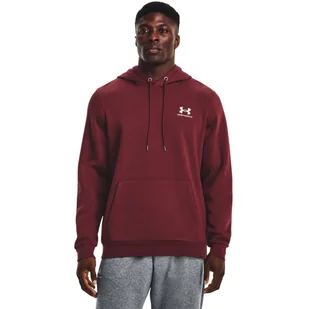 Męska bluza dresowa nierozpinana z kapturem Under Armour UA Essential Fleece Crew - bordowa - UNDER ARMOUR - Bluzy sportowe męskie - miniaturka - grafika 1