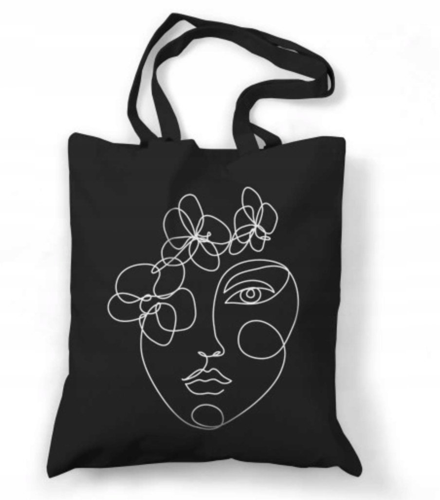 Torba BAWEŁNIANA Z NADRUKIEM EKO Shopperbag Twarz One line Art #19
