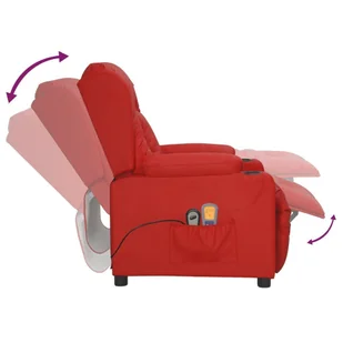 Lumarko Rozkładany fotel masujący elektryczny czerwony sztuczna skóra! - Fotele - miniaturka - grafika 8