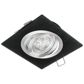 Oprawa sufitowa wpuszczana kwadrat JOTA K/1 czarna ze srebrnym ringiem (aluminium szczotkowane) LUX01286 - Oprawy, klosze i abażury - miniaturka - grafika 1