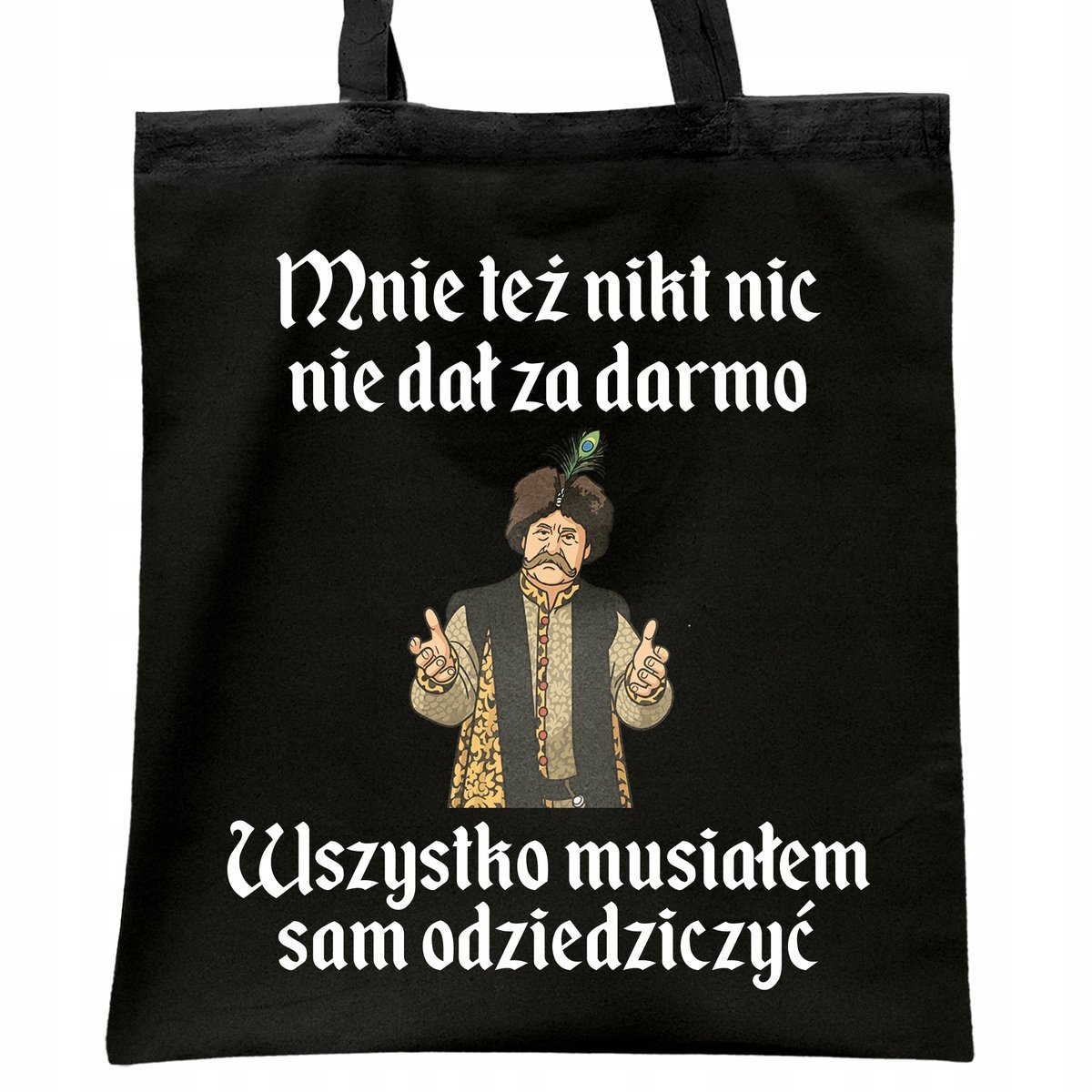 Torba bawełniana czarna na zakupy 1670 Musiałem Sam Odziedziczyć