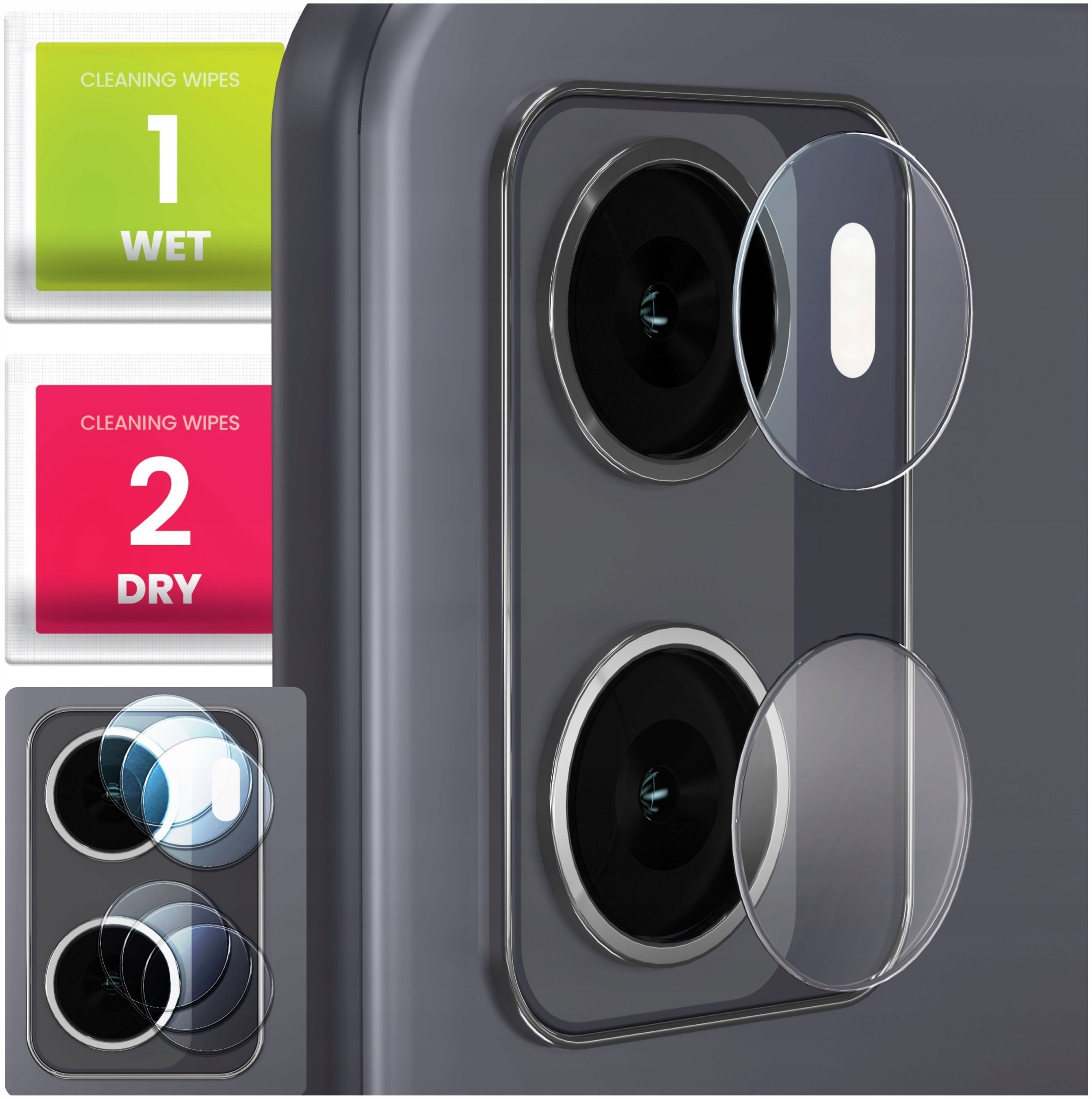 3-PAK Szkło Na Aparat Do Oppo A57 4G Hartowane, Ochronne, Na Obiektyw, 9H