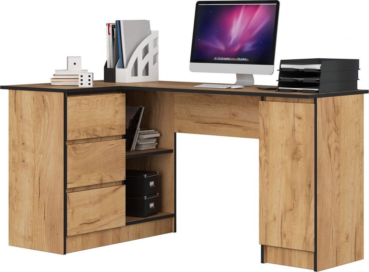 Elior Biurko narożne do nauki dąb craft lewostronne - Osmen 3X
