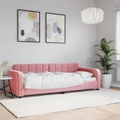 Sofy i kanapy - vidaXL Sofa z funkcją spania, różowa, 80x200 cm, obita aksamitem - miniaturka - grafika 1