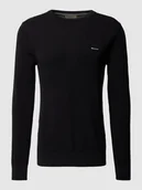 Swetry męskie - Sweter z dzianiny z wyhaftowanym logo - miniaturka - grafika 1