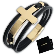 Bransoletki - Bransoletka SK��RZANA Versatile, magnetyczne zapi��cie, du��y Z��OTY KRZY�� - miniaturka - grafika 1