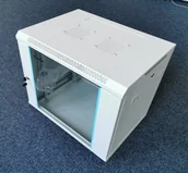 Szafy rack - Szafa XtendLan 19" szafa rackowa 9U 600x450, nosność 60 kg, szklane drzwi, spawany, szary WS-9U-64-GREY-P - miniaturka - grafika 1