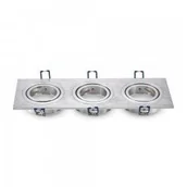Oprawy, klosze i abażury - v-tac Oprawa Oczko V-TAC Aluminiowa Odlew 3xGU10 Kwadrat Aluminium Szczotkowane VT-784 - miniaturka - grafika 1