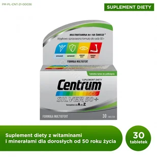 GlaxoSmithKline Centrum A-Z Silver 50+ x 30 tabl - Witaminy i minerały - miniaturka - grafika 1