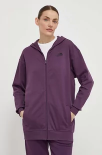 The North Face bluza bawełniana damska kolor fioletowy z kapturem gładka NF0A87E3V6V1 - Bluzy damskie - miniaturka - grafika 1