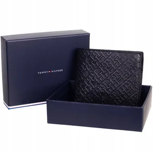 Tommy hilfiger portfel męski th monogram leather cc and coin czarny - Portfele - miniaturka - grafika 1