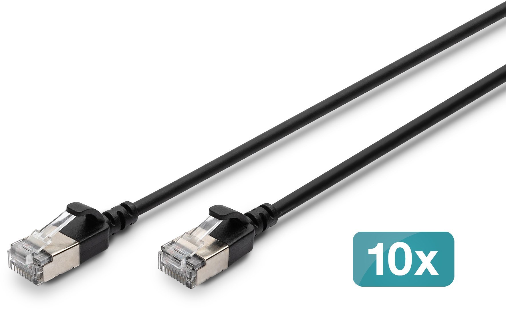 Digitus Kabel krosowy CAT 6A F/FTP Slim 0,30m czarny 10 sztuk DK-1632-A-003S-BL-10
