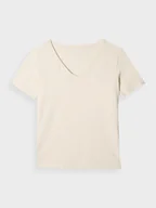 Koszulki sportowe damskie - Damski t-shirt basic 4F 4FWAW24TTSHF1649 - biały - miniaturka - grafika 1