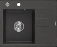 Zlewozmywaki - Mexen Ben zlewozmywak granitowy 1-komorowy z ociekaczem prawy 600 x 500 mm, czarny nakrapiany, syfon chrom - 6523605000-76 - miniaturka - grafika 1
