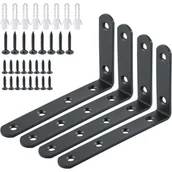 Zawiasy, okucia i inne akcesoria - 4 metalowe uchwyty ścienne, uchwyty narożne konsoli do półek wiszących, 125 mm x 75 mm - miniaturka - grafika 1