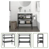 Szafki łazienkowe - The Living Store Szafka łazienkowa czarna 79x38x83 cm żelazo - miniaturka - grafika 1