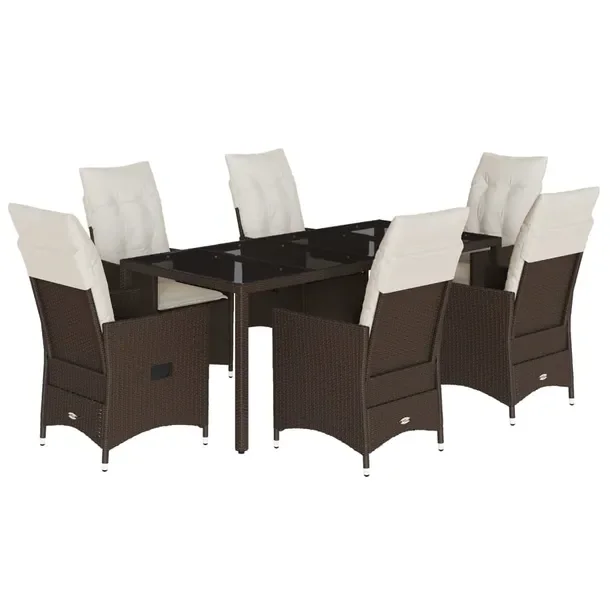 Zestaw Mebli Ogrodowych Rattan PE Brązowy, Stół 190x90x75 cm, Krzesła 5