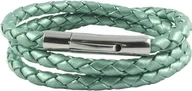 Naszyjniki męskie - König Design skórzany naszyjnik skórzany pasek skórzana bransoletka 6 mm męski naszyjnik 17 cm - 100 cm pleciony, długość: 35 centymetrów, kolor: zielony metalik - miniaturka - grafika 1