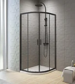 Parawany nawannowe - New Trendy P-0051-WP Parawan wannowy NEW SOLEO BLACK 90x140 skrzyd$2142o pojedyncze nieruchome ze wspornikiem prostopad$2143ym szk$2144o czyste 6mm Active Shield - miniaturka - grafika 1