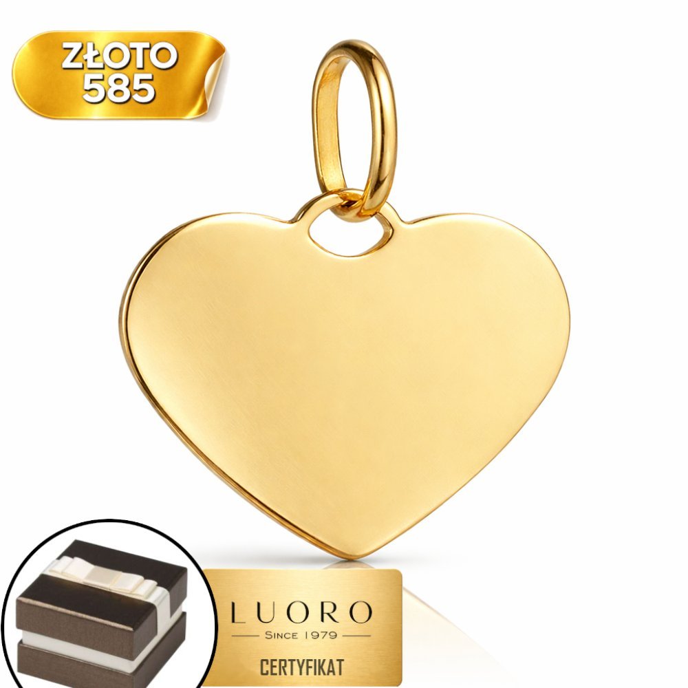 ZAWIESZKA ZŁOTA 585 14K PEŁNE SERCE 16 MM ELEGANCKA KLASYKA