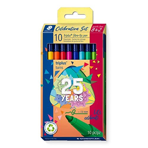 STAEDTLER 323 C10 TA Triplus Color Limited Edition flamastry z końcówkami, 1,0 mm - różne kolory (8 + 2 DARMOWE)