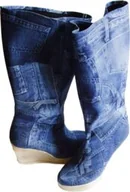 Kozaki damskie - BnW Kozaki z lycry niebieskie damskie - miniaturka - grafika 1