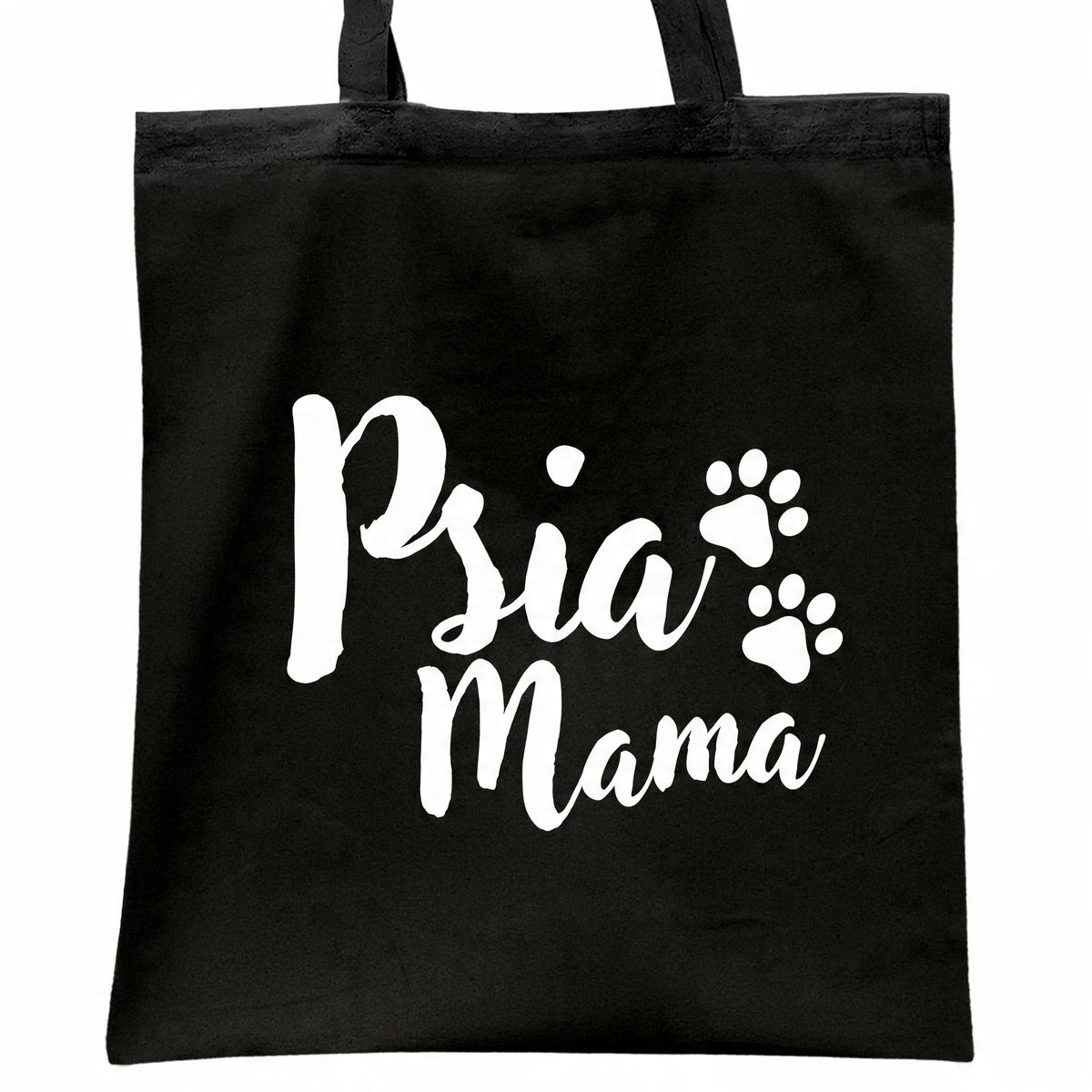 Torba bawełniana czarna na zakupy Psia Mama Dla Właścicielki Psa