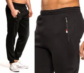 Dresy męskie - SPODNIE DRESOWE DRESY WIOSENNE ZE ŚCIĄGACZEM NA CODZIEŃ No6 CZARNE - XXXL - miniaturka - grafika 1