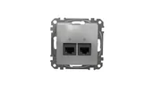 Gniazdka elektryczne - Schneider Electric, Sedna Design i Elements, Gniazdo komputerowe podwójne RJ45 kat. 6 UTP, srebrne aluminium, SDD113462 - miniaturka - grafika 1