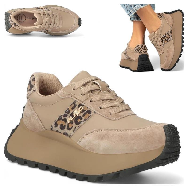 Sneakersy Damskie SKÓRZANE FILIPPO Wygodne Platforma Półbuty Sznurowane 37