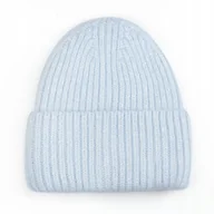 Czapki damskie - Czapka Beanie Damska Wełniana Wełna Zimowa Na Zimę 60% Angora Niebieska - miniaturka - grafika 1