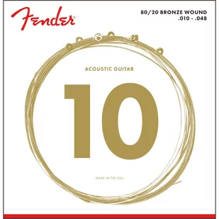 Fender 073-0070-402 80/20 Struny akustyczne z brązu, końcówka kulkowa, 70XL .010-.048 Wskaźniki, (6) 0730070402 - Części gitarowe, konserwacja gitary - miniaturka - grafika 1