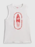 Koszulki dla chłopców - 4F Koszulka bez rękawów regular z nadrukiem chłopięca - biała 164 (13-14 lat) - miniaturka - grafika 1