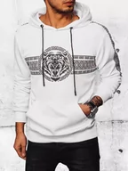 Bluzy męskie - Bluza męska z kapturem i nadrukiem biała Dstreet BX5573-M - miniaturka - grafika 1