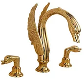 Baterie umywalkowe - Bateria umywalkowa retro ERNA czarna - złoty - miniaturka - grafika 1