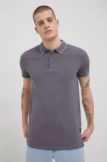 Koszulki męskie - Tom Tailor polo bawełniane kolor szary gładki - grafika 1