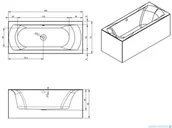 Wanny z hydromasażem - Riho Linares Plug&amp;Play wanna prostokątna przyścienna 160x70cm lewa z obudową + nóżki B140011005 - miniaturka - grafika 1