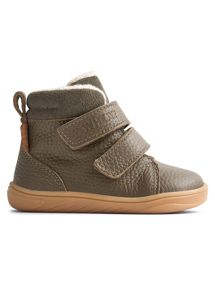 Wheat Skórzane botki zimowe w kolorze khaki